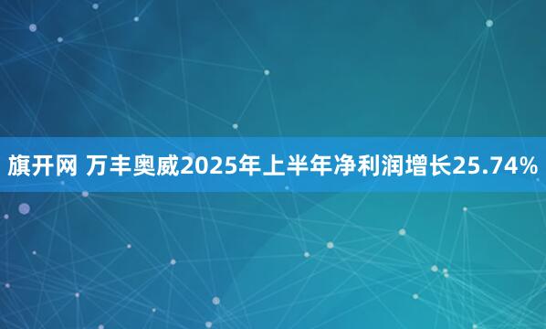 旗开网 万丰奥威2025年上半年净利润增长25.74%